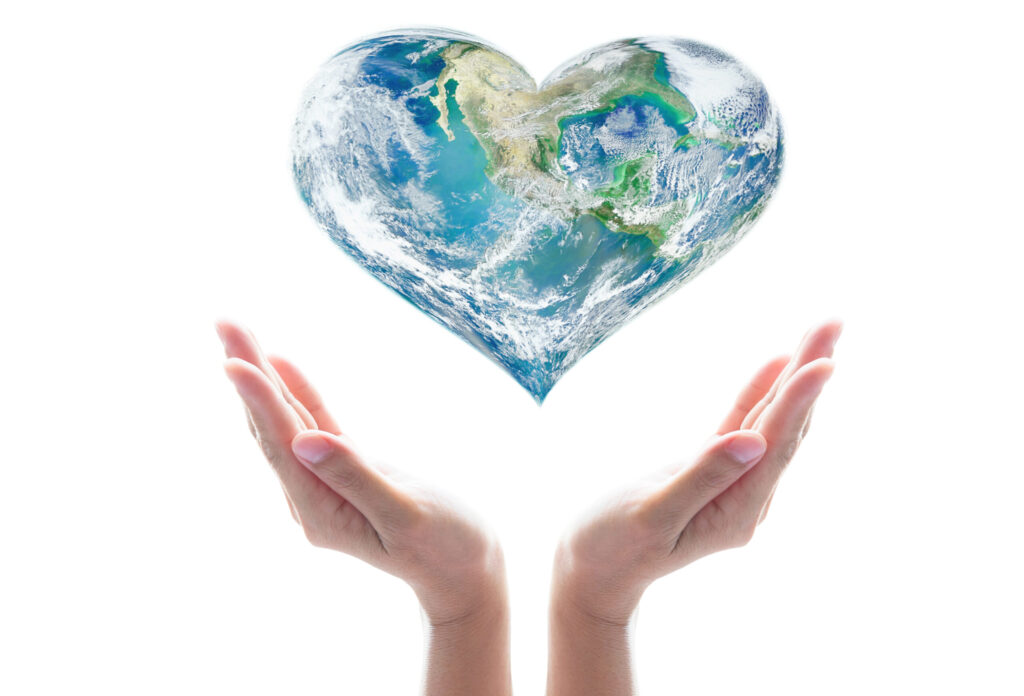 Woman hands heart Earth